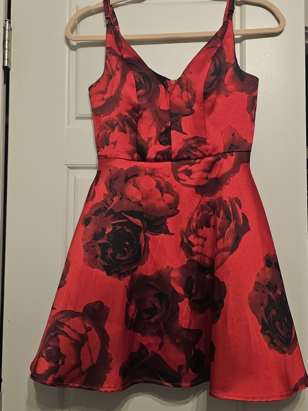 Speechless Red and Black Floral Fit & Flare Mini Dress